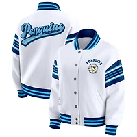 Veste sweat-shirt en polaire à boutons-pression pour femme WEAR by Erin Andrews blanc/bleu marine des Penguins de Pittsburgh