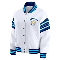 Veste sweat-shirt en polaire à boutons-pression pour femme WEAR by Erin Andrews blanc/bleu marine des Penguins de Pittsburgh