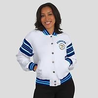 Women's WEAR by Erin Andrews White/Navy Pittsburgh Penguins Full-Snap Fleece Sweatshirt Jacket