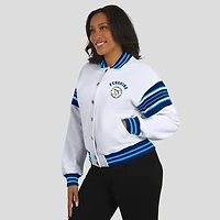 Women's WEAR by Erin Andrews White/Navy Pittsburgh Penguins Full-Snap Fleece Sweatshirt Jacket