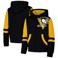 Sweat à capuche entièrement zippé pour jeunes Penguins de Pittsburgh noirs Face Off