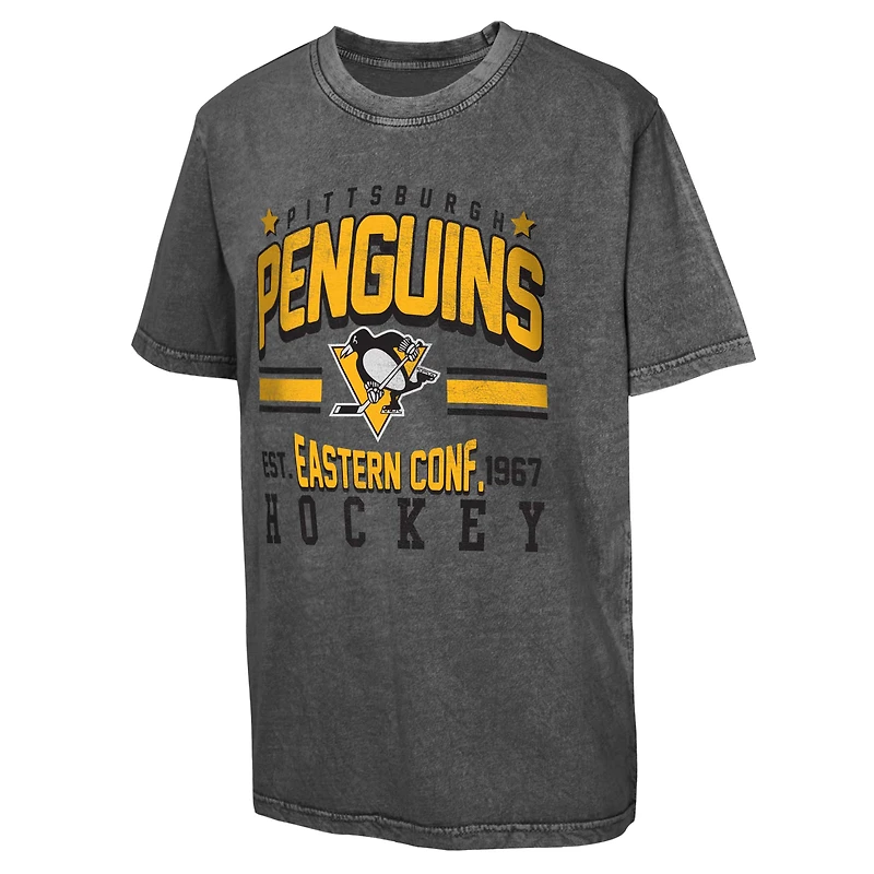 T-shirt court noir pour jeunes des Penguins de Pittsburgh