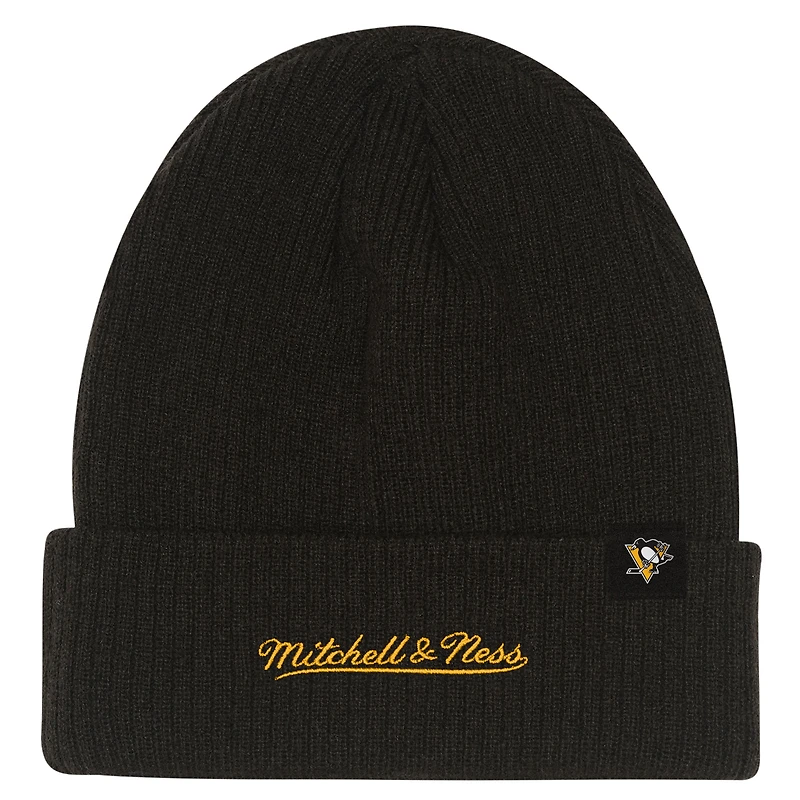Youth Mitchell & Ness  Black Pittsburgh Penguins Neon Line Lights Cuffed Knit Hat