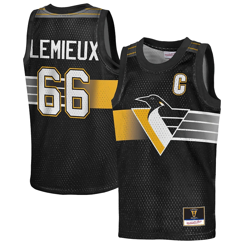 Maillot de basket-ball noir Mitchell & Ness Mario Lemieux des Penguins Pittsburgh Maxxed Out Fashion pour jeunes