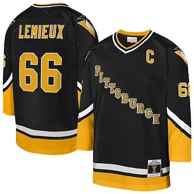 Maillot de joueur Mitchell & Ness Mario Lemieux Gold Pittsburgh Penguins 1992/93 Captain Patch Blue Line