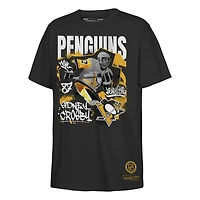 T-shirt graphique noir pour jeunes Mitchell & Ness Sidney Crosby des Penguins de Pittsburgh Photo Reel