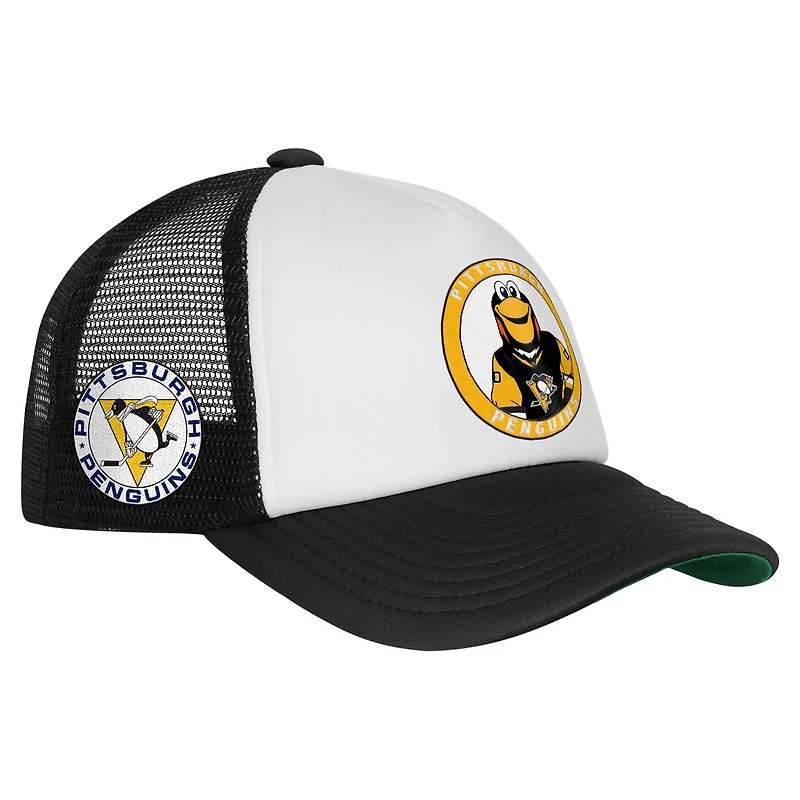 Youth Mitchell & Ness  White Pittsburgh Penguins Mascot Adjustable Trucker Hat