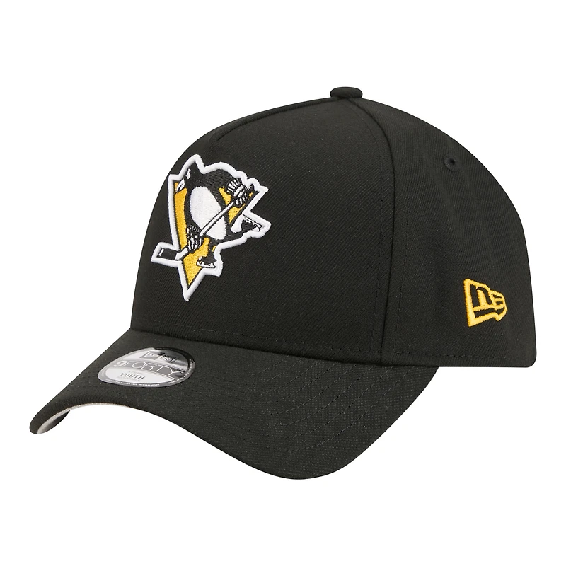 Casquette ajustable New Era noire Pittsburgh Penguins 9FORTY pour jeunes
