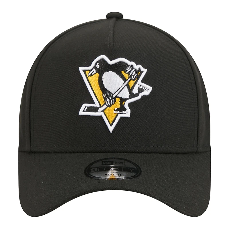 Youth New Era Black Pittsburgh Penguins 9FORTY A-Frame Adjustable Hat