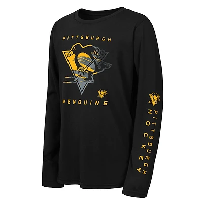 Youth Outerstuff Black Pittsburgh Penguins Seize the Win Long Sleeve T-Shirt