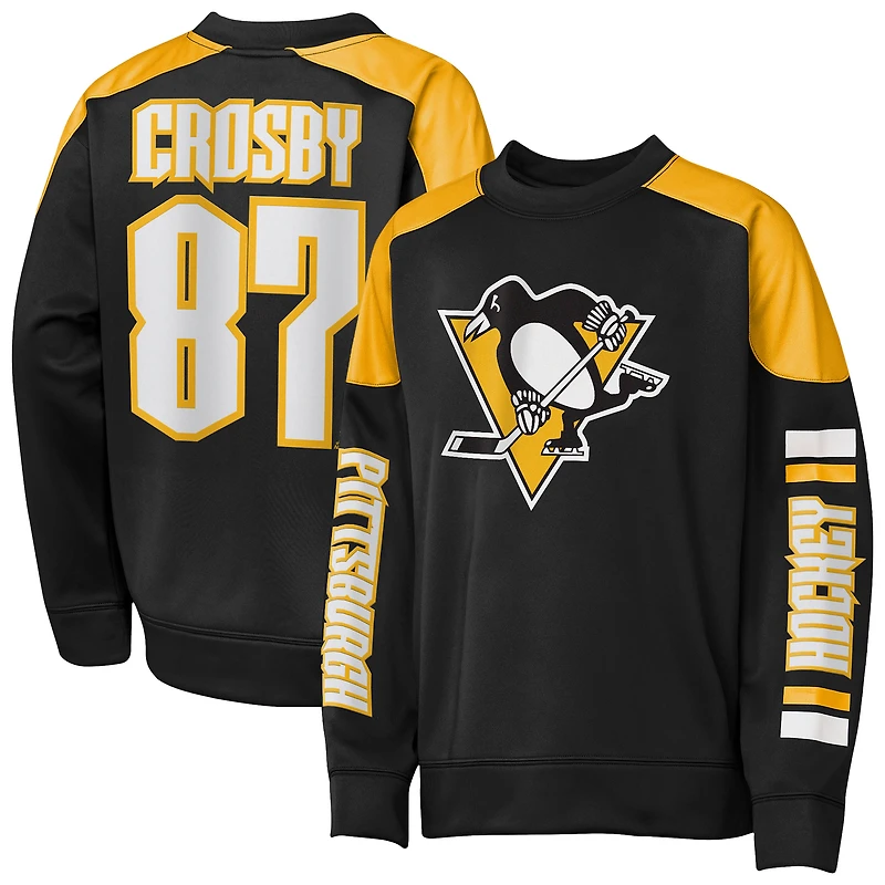 Sweat-shirt ras du cou noir Youth Outerstuff Sidney Crosby, meilleur défenseur des Penguins de Pittsburgh, avec nom et numéro