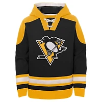 Chandail à capuchon avec nom et numéro encolure en V pour jeune des Penguins de Pittsburgh noirs Sidney Crosby