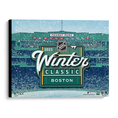 Impression giclée sur toile tendue 20" x 24" des Penguins de Pittsburgh contre les Bruins de Boston, Classique d'hiver de la LNH 2023 - Conçue et signée par l'artiste Brian Konnick - Édition limitée à 23 exemplaires