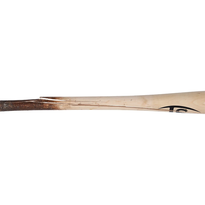 Batte de baseball cassée d'Adam Frazier, des Pirates de Pittsburgh, utilisée par Tan Louisville Slugger, contre les Brewers de Milwaukee, le 24 mai 2025