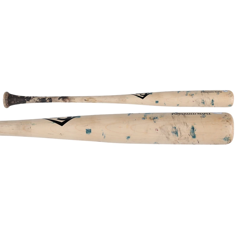 Batte de baseball cassée Tan Louisville Slugger d'Adam Frazier, Pirates de Pittsburgh, utilisée lors du match contre les Phillies de Philadelphie, le 18 mai 2025