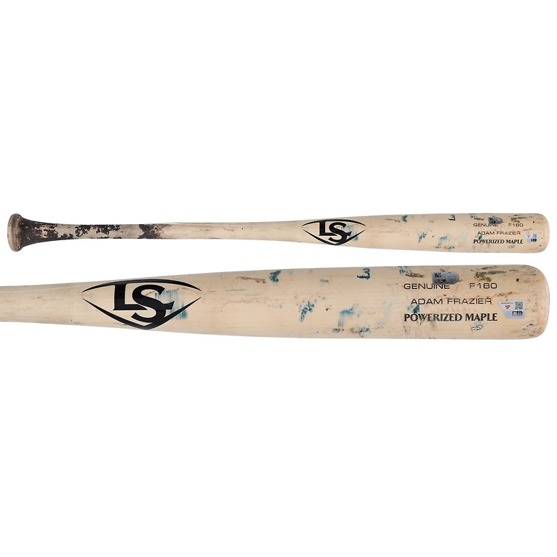 Batte de baseball cassée Tan Louisville Slugger d'Adam Frazier, Pirates de Pittsburgh, utilisée lors du match contre les Phillies de Philadelphie, le 18 mai 2025