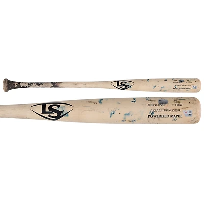 Batte de baseball cassée Tan Louisville Slugger d'Adam Frazier, Pirates de Pittsburgh, utilisée lors du match contre les Phillies de Philadelphie, le 18 mai 2025