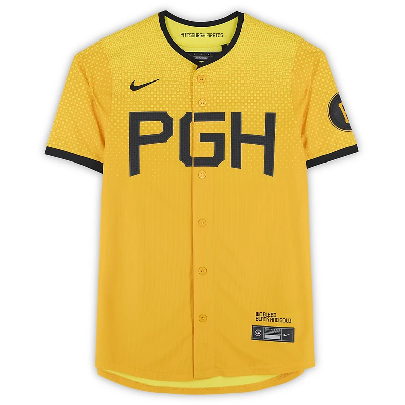 Maillot Nike City Connect Limited doré autographié par Bryan Reynolds des Pirates de Pittsburgh