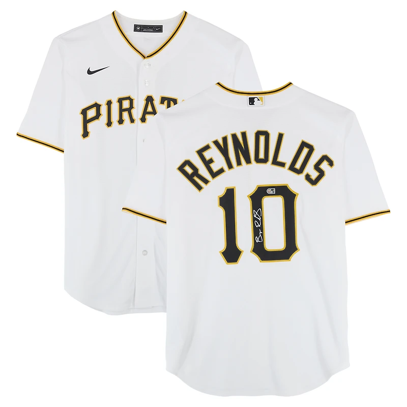 Maillot réplique blanc Nike autographié de Bryan Reynolds, des Pirates de Pittsburgh