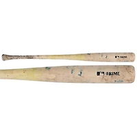 Bryan Reynolds, batte de baseball des Pirates de Pittsburgh, Tan Louisville Slugger, utilisée lors du match contre les Mets de New York, le 12 mai 2025