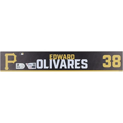 Edward Olivares Pittsburgh Pirates Player-Issued #38 Black Nameplate de l'entraînement de printemps 2024 de la MLB