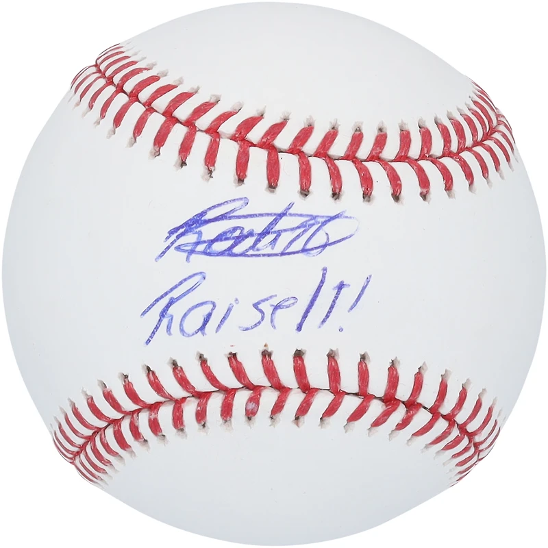 Baseball autographié par Endy Rodriguez des Pirates de Pittsburgh avec l'inscription « Raise It! »