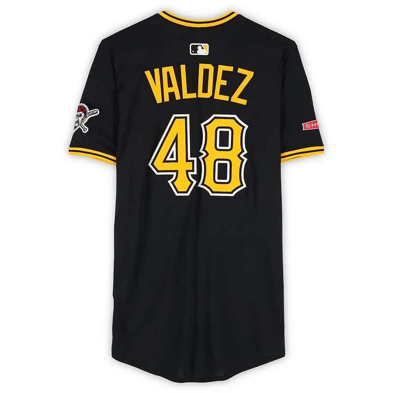Maillot Nike noir n° 48 des Pirates de Pittsburgh d'Enmanuel Valdez, saison 2025 de la MLB