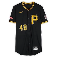 Maillot Nike noir n° 48 des Pirates de Pittsburgh d'Enmanuel Valdez, saison 2025 de la MLB