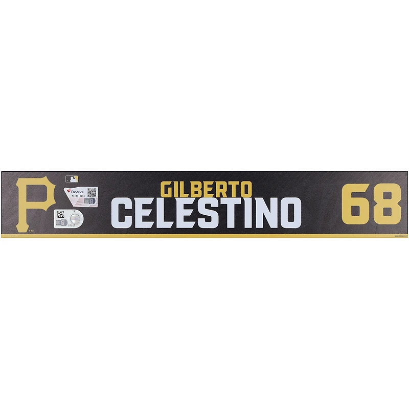 Gilberto Celestino Pittsburgh Pirates Player-Issued #68 Black Nameplate de l'entraînement de printemps 2024 de la MLB