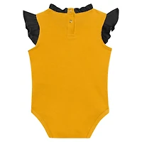 Girls Newborn & Infant Fanatics Gold Pittsburgh Pirates Happy Baseball Bodysuit, Bib Bootie Set