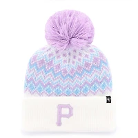 Bonnet tricoté à revers Elsa des Pirates de Pittsburgh blancs '47 pour filles avec pompon