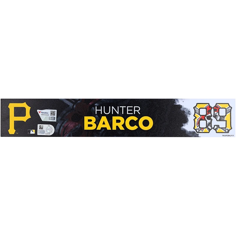 Plaque signalétique Hunter Barco des Pirates de Pittsburgh, numéro 89, émise par les joueurs lors de l'entraînement de printemps 2025 de la MLB
