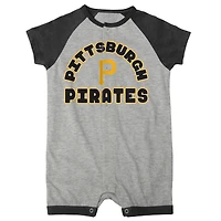 Infant  Heather Gray Pittsburgh Pirates Extra Base Hit Raglan Full-Snap Romper