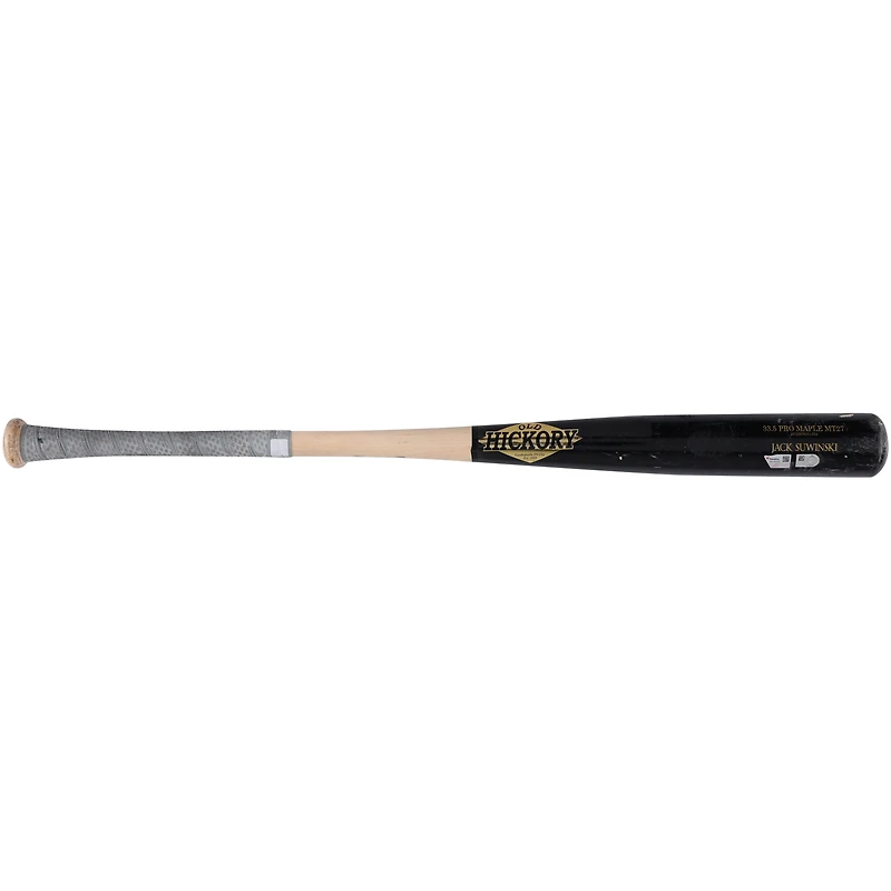 Jack Suwinski Pittsburgh Pirates Game-Used Black/Tan Old Hickory Broken Bat vs. Philadelphia Phillies on April 13, 2024