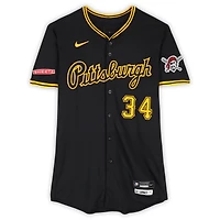 Maillot Nike noir n° 34 des Pirates de Pittsburgh de Joey Wentz, utilisé lors de plusieurs matchs de la saison 2025 de la MLB.