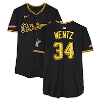Maillot Nike noir n° 34 des Pirates de Pittsburgh de Joey Wentz, utilisé lors de plusieurs matchs de la saison 2025 de la MLB.
