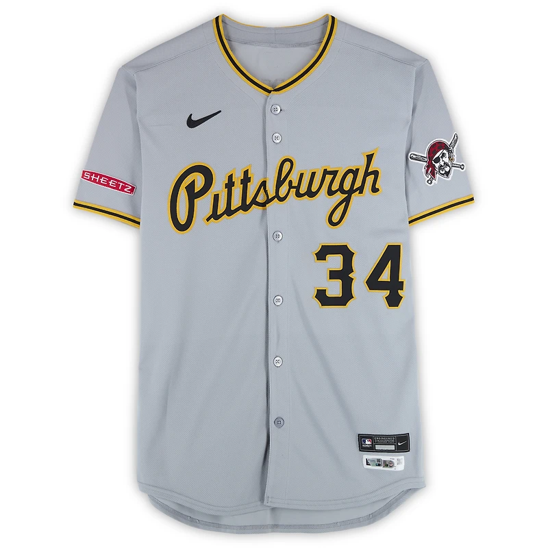 Maillot Nike gris de Joey Wentz, joueur des Pirates de Pittsburgh, saison 2025 de la MLB