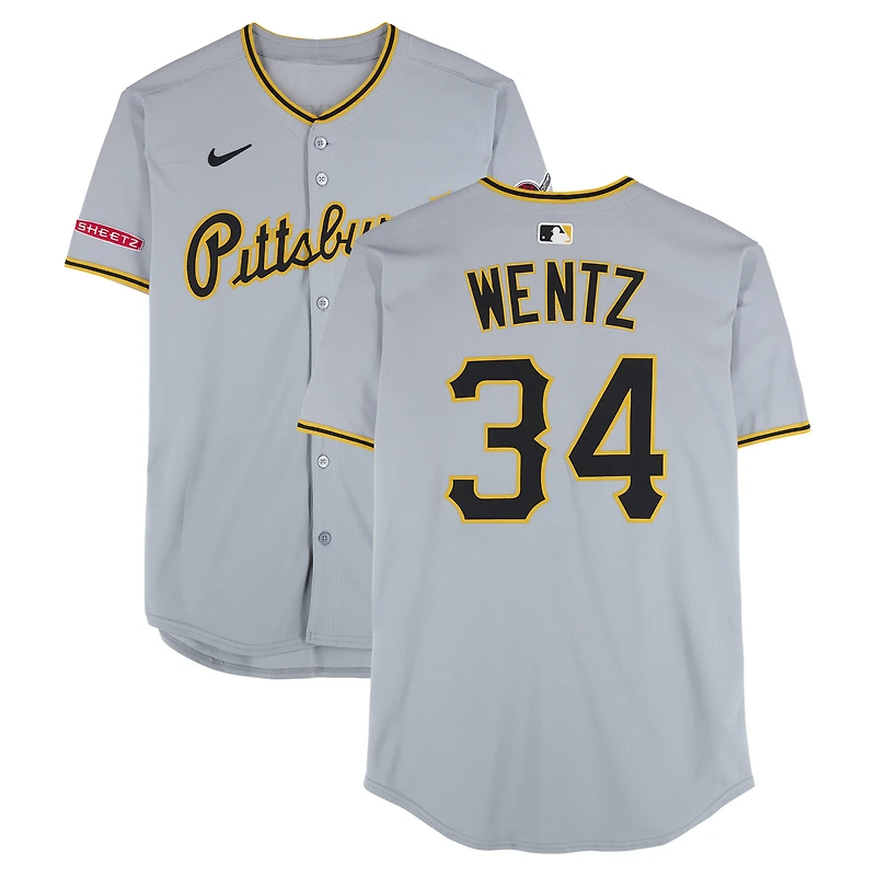 Maillot Nike gris de Joey Wentz, joueur des Pirates de Pittsburgh, saison 2025 de la MLB