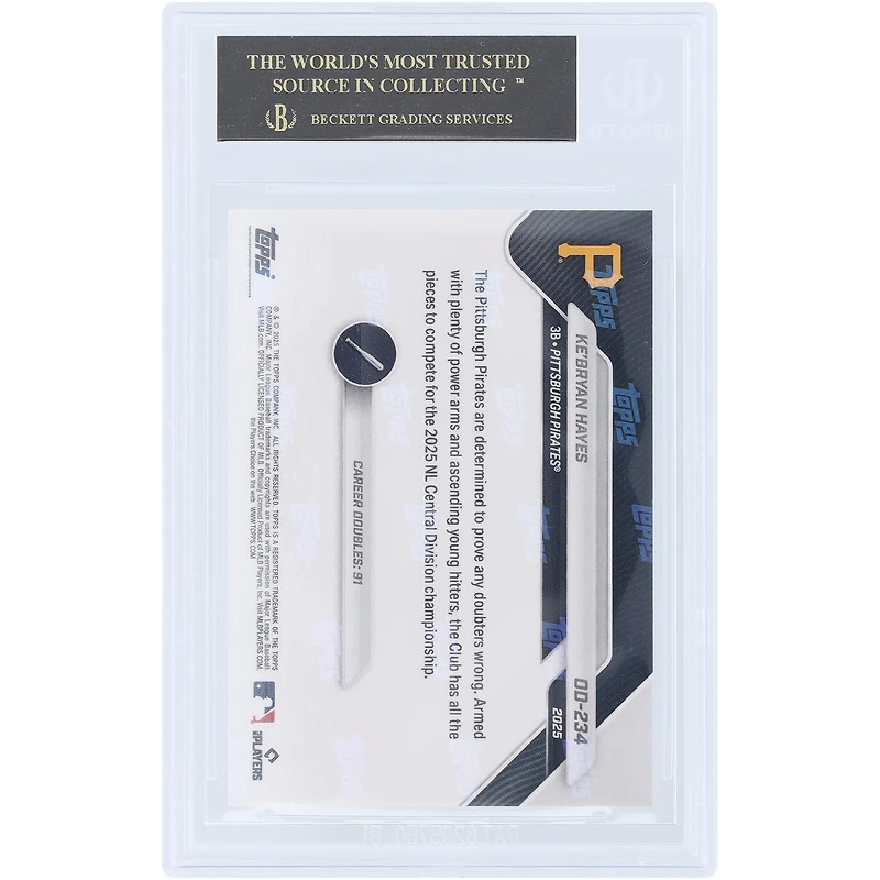 Ke'Bryan Hayes, Pirates de Pittsburgh, Topps Now 2025, Road to Opening Day, Black Label #OD-234, authentifiée BGS, note de 10/10/10/10