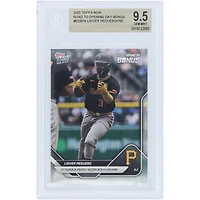 Liover Peguero, Pirates de Pittsburgh, carte Topps Now 2025, 15e joueur de l'histoire des Pirates avec un match à 3 circuits, n° ODB16, authentifiée BGS 9.5