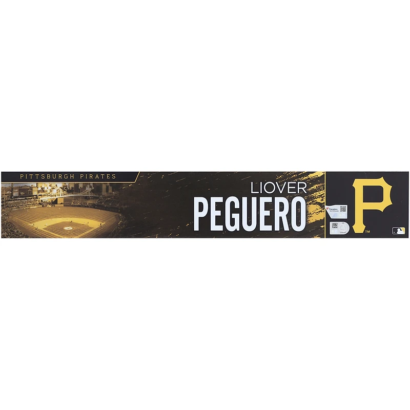 Plaque signalétique noire émise par le joueur des Pirates de Pittsburgh Liover Peguero pour la saison 2023 de la MLB