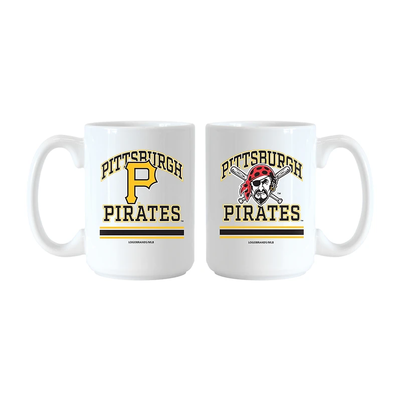 Ensemble de tasses Logo Brands Pittsburgh Pirates 15 oz. Modèle actuel et rétro