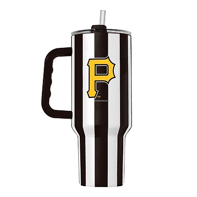 Gobelet isotherme à rayures verticales de 1,2 L (40 oz) avec logo des Pirates de Pittsburgh, revêtement en poudre.