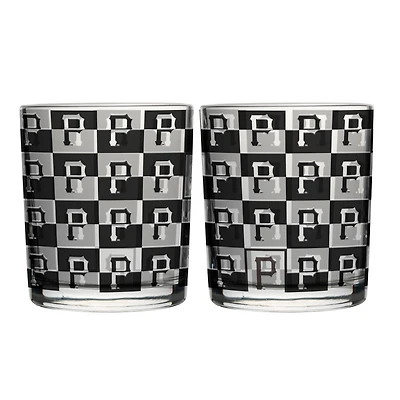 Logo Brands Pittsburgh Pirates Two-Pack 12oz. Gridiron Stained Rocks Glass Set