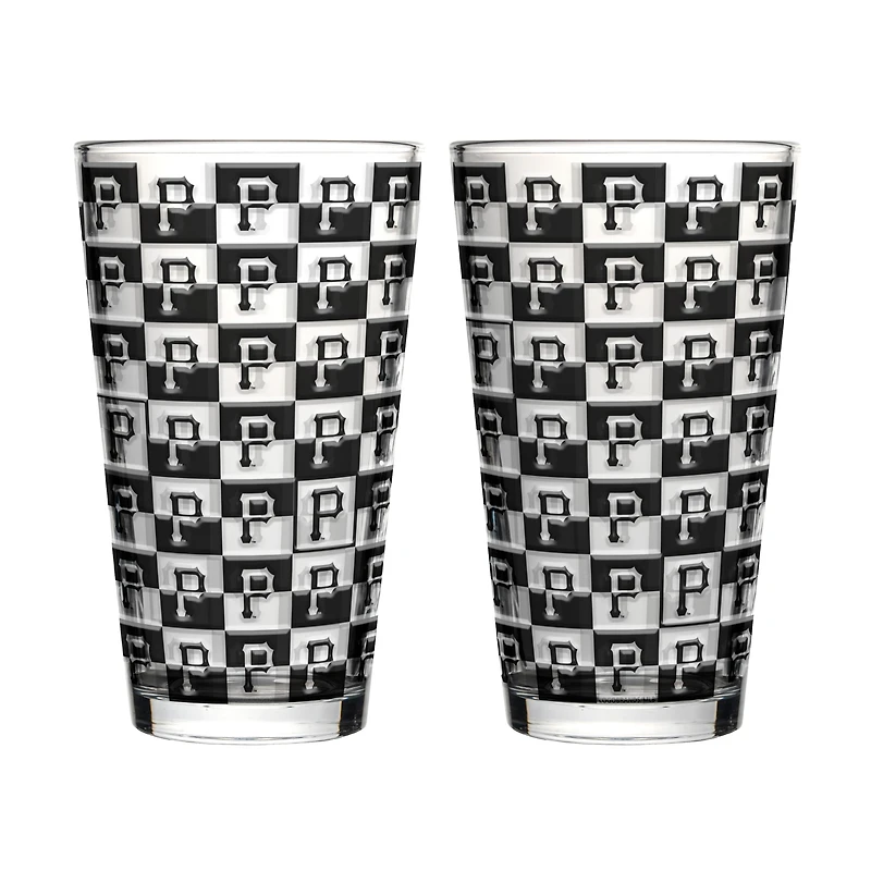 Ensemble de deux verres à bière de 473 ml (16 oz) à motif quadrillé Pittsburgh Pirates de Logo Brands