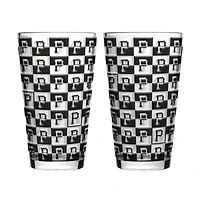 Ensemble de deux verres à bière de 473 ml (16 oz) à motif quadrillé Pittsburgh Pirates de Logo Brands