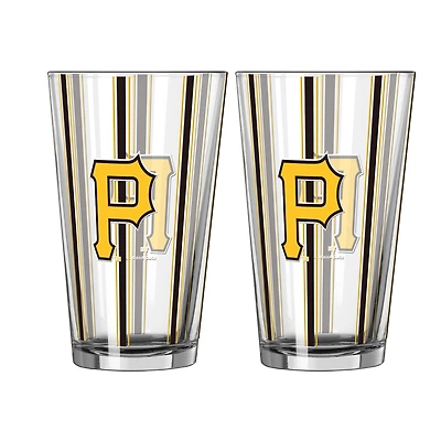 Logo Brands Pittsburgh Pirates Two-Piece 16oz. Striped Pint Glass Set