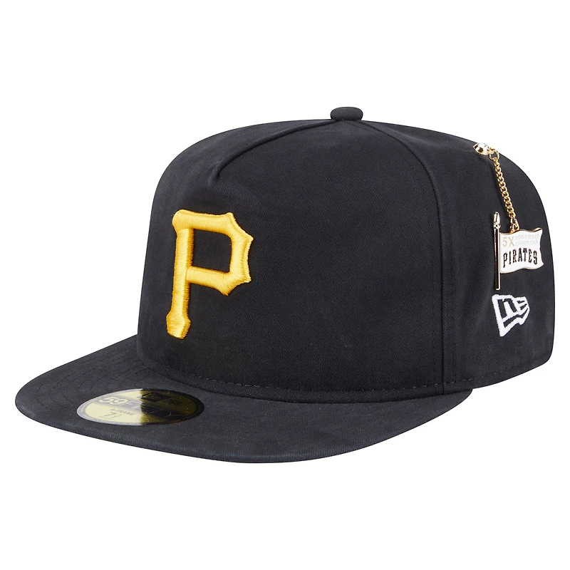 Casquette ajustée 59FIFTY noire New Era pour homme avec drapeau latéral des Pirates de Pittsburgh