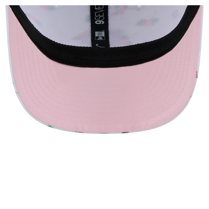 Casquette extensible à bouton-pression 9SEVENTY blanche New Era pour homme avec dos en maille Flamingo des Pirates de Pittsburgh