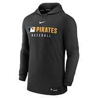 Sweat à capuche Nike noir chiné pour homme Pittsburgh Pirates Authentic Collection Tri-Blend Dri-FIT